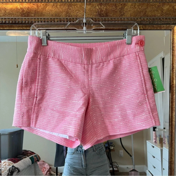 NWT Lilly Pulitzer Sloane Short in Sparkle Pink Swirly Boucle - Picture 1 of 6